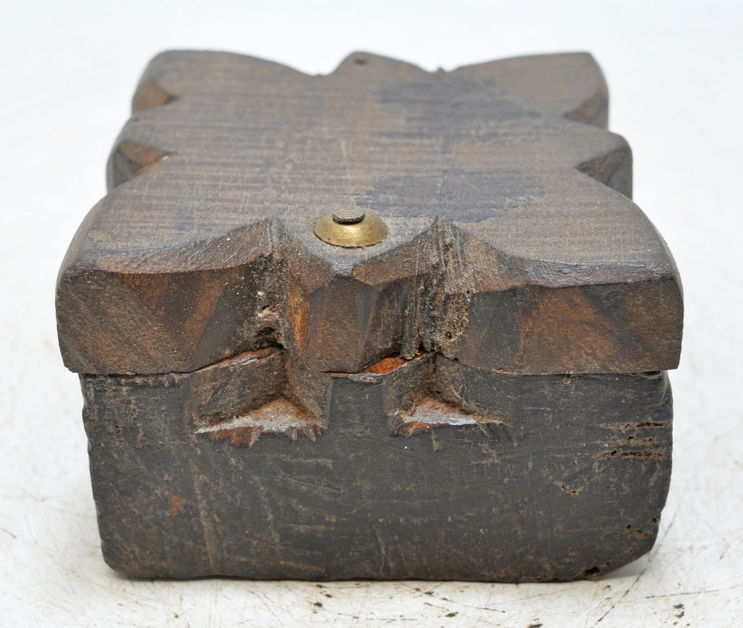 Antique Wooden Kitchenware Spice Box Original Old Hand Carved