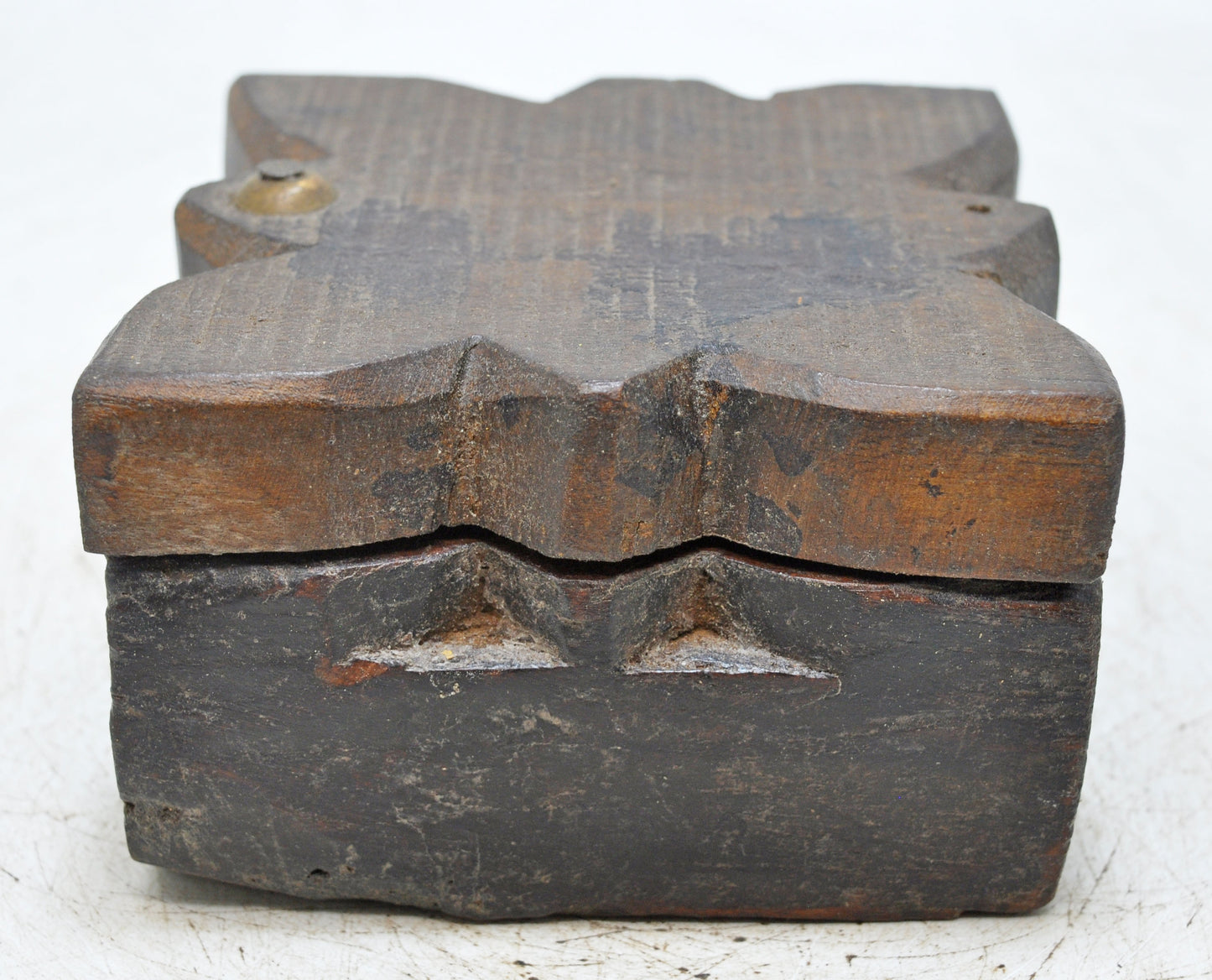 Antique Wooden Kitchenware Spice Box Original Old Hand Carved