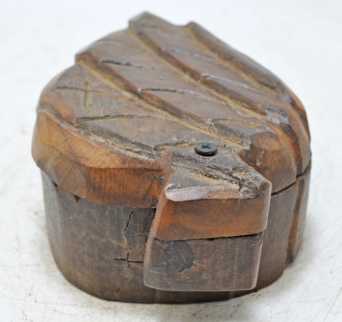 Antique Wooden Kitchenware Spice Box Original Old Hand Carved