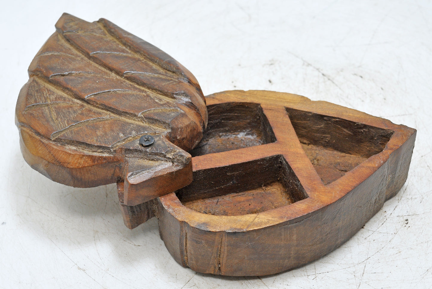 Antique Wooden Kitchenware Spice Box Original Old Hand Carved