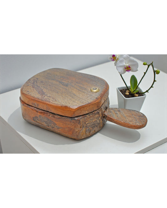 Antique Wooden Kitchenware Spice Box Original Old Hand Carved