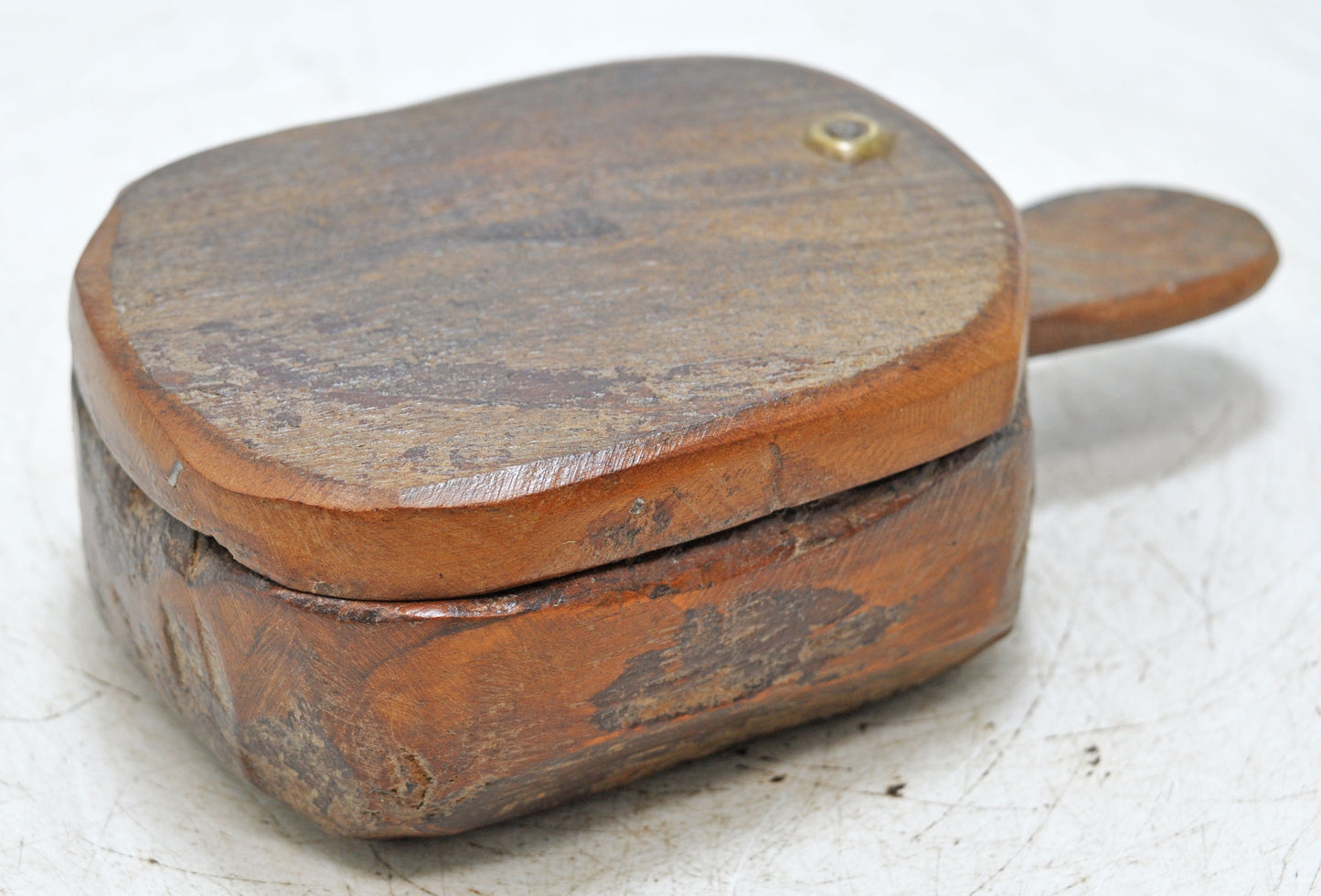 Antique Wooden Kitchenware Spice Box Original Old Hand Carved