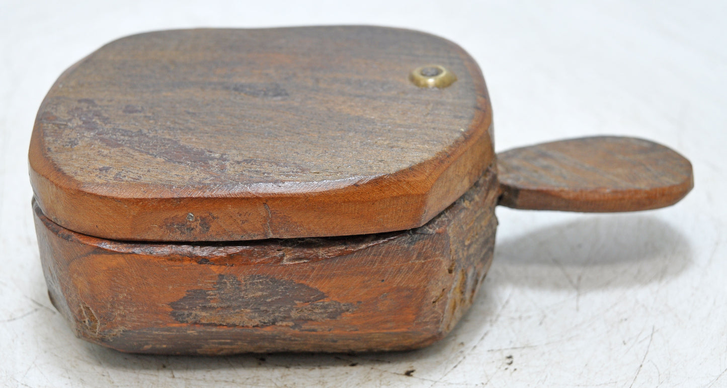 Antique Wooden Kitchenware Spice Box Original Old Hand Carved