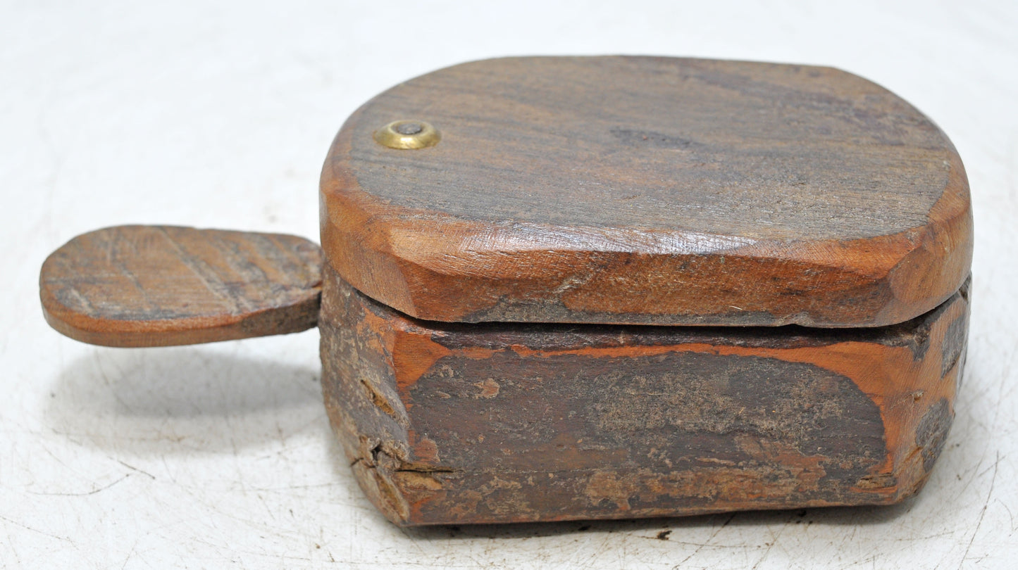 Antique Wooden Kitchenware Spice Box Original Old Hand Carved