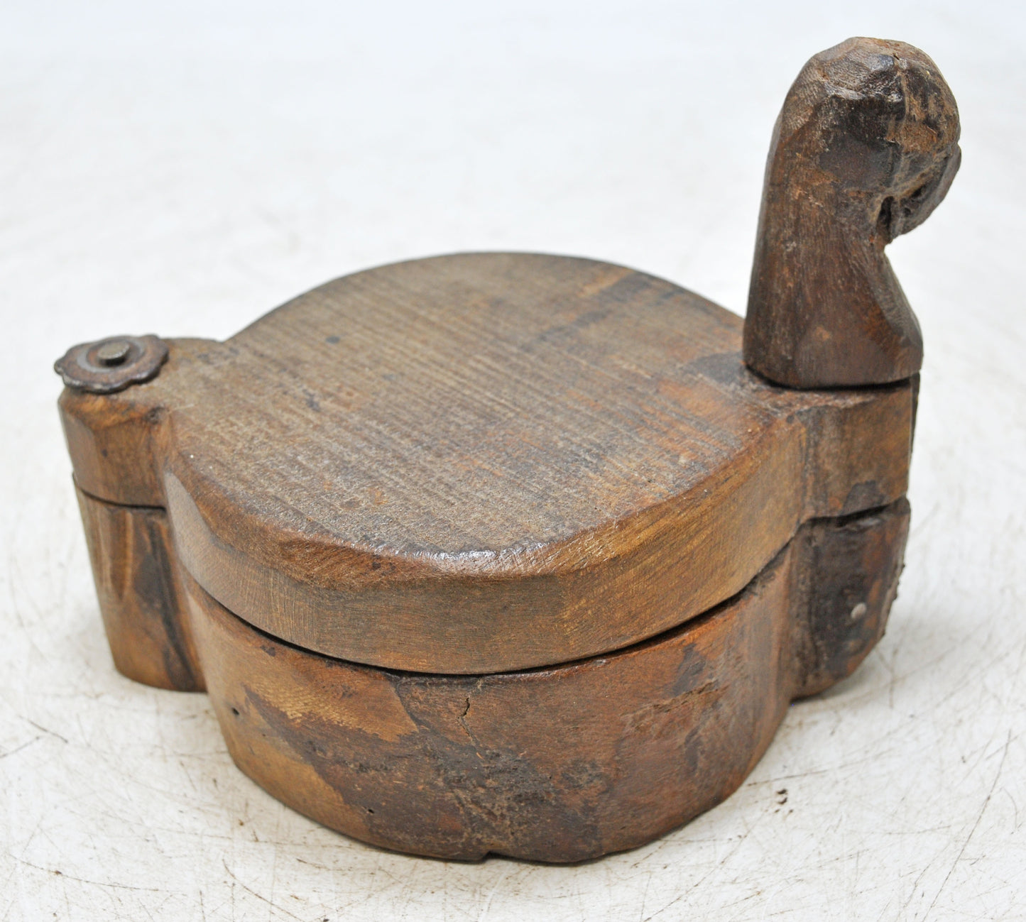 Antique Wooden Kum Kum Powder Tika Box Original Old Hand Carved