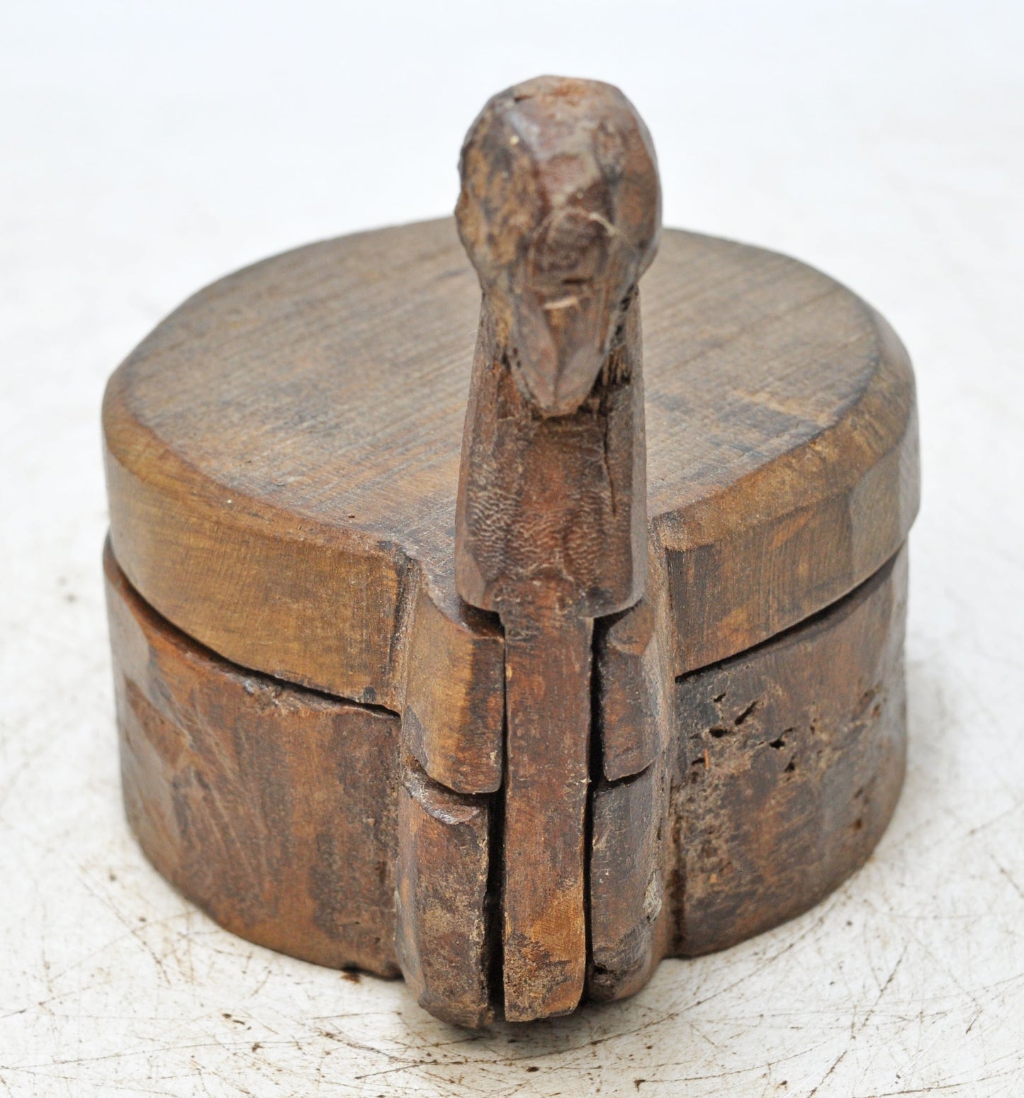 Antique Wooden Kum Kum Powder Tika Box Original Old Hand Carved