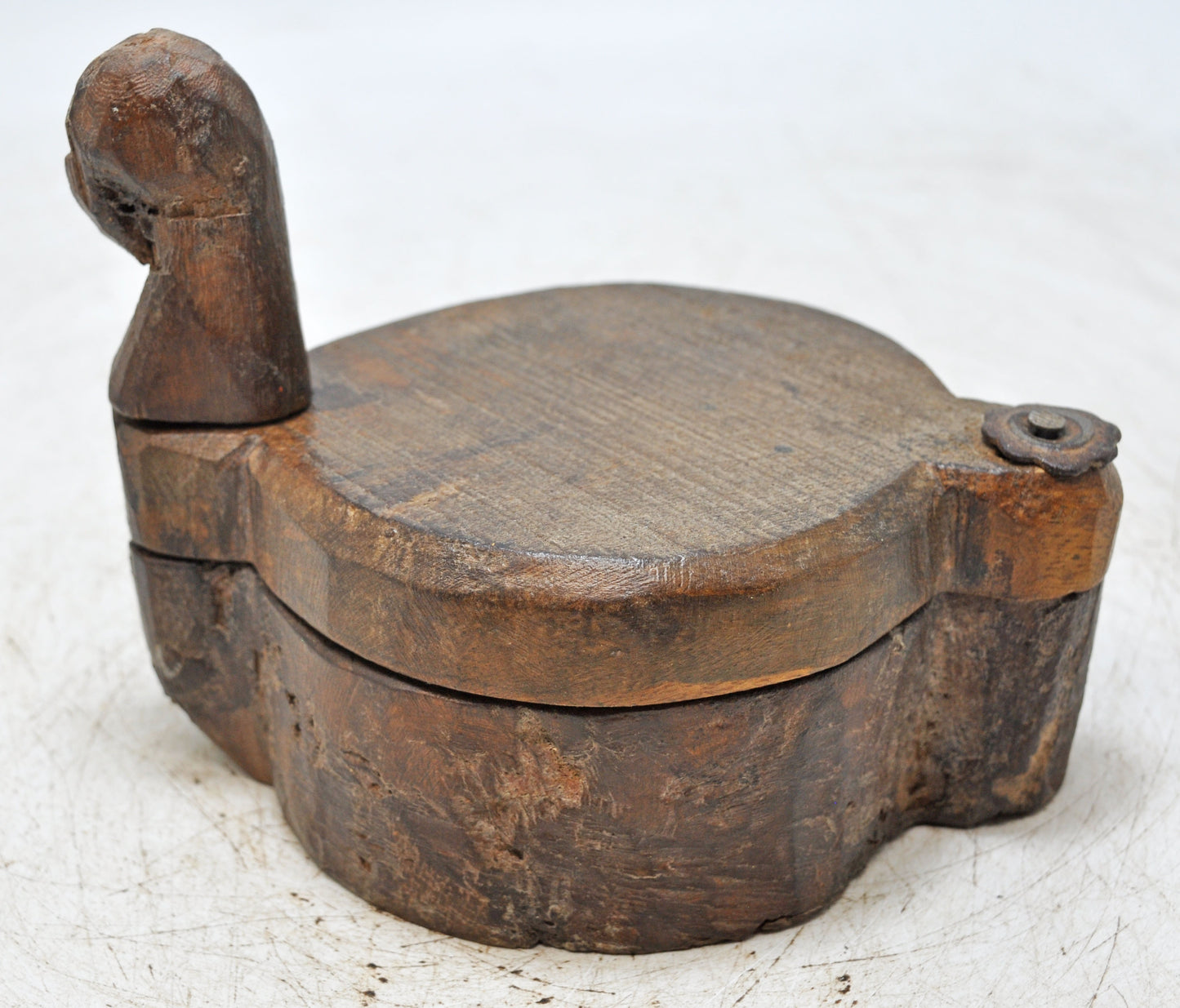 Antique Wooden Kum Kum Powder Tika Box Original Old Hand Carved