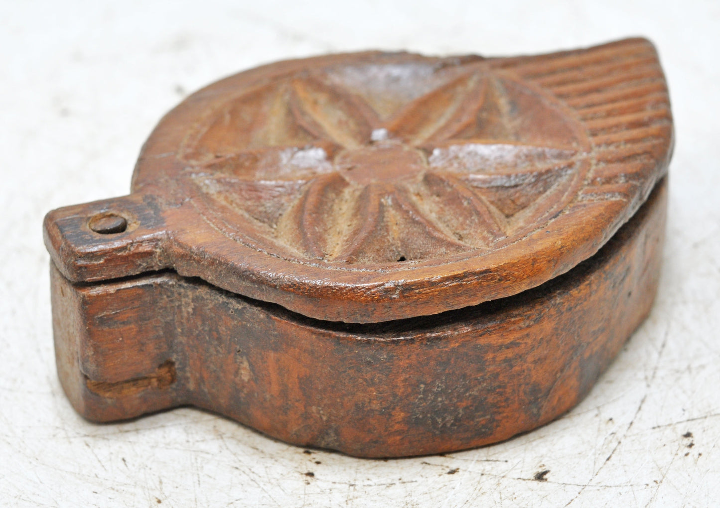 Antique Wooden Kum Kum Powder Tika Box Original Old Hand Carved