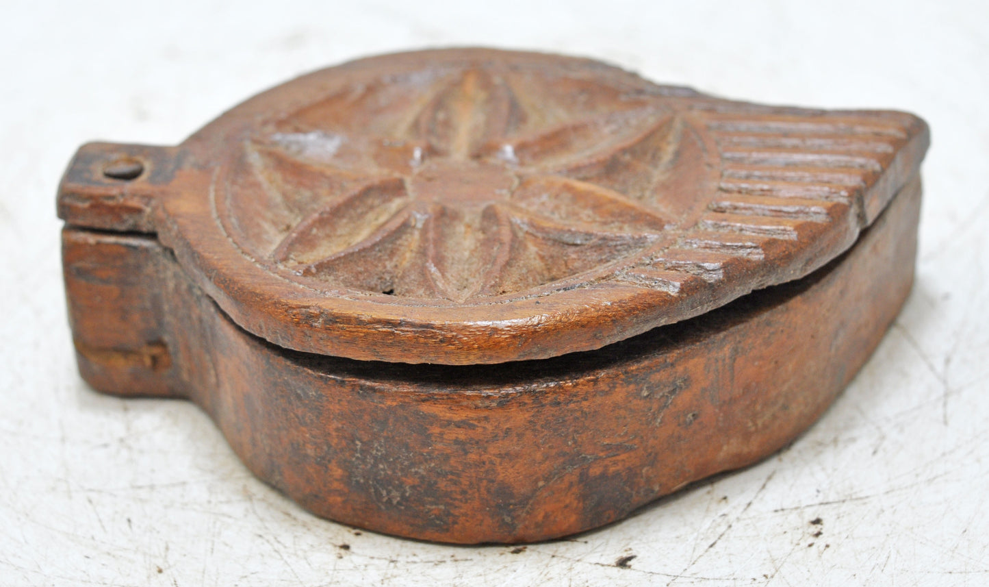Antique Wooden Kum Kum Powder Tika Box Original Old Hand Carved