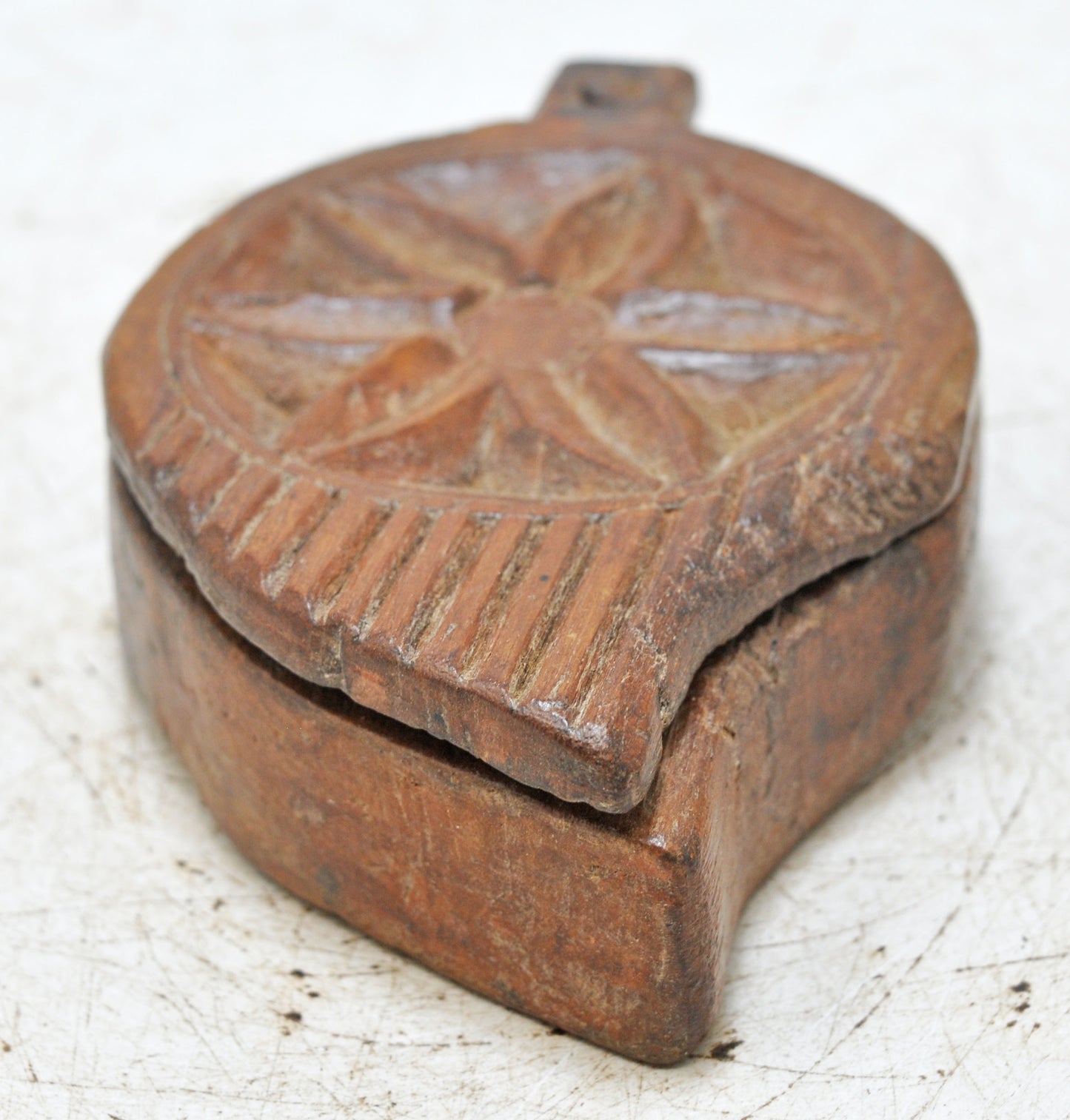 Antique Wooden Kum Kum Powder Tika Box Original Old Hand Carved