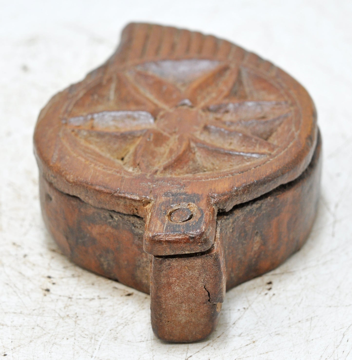 Antique Wooden Kum Kum Powder Tika Box Original Old Hand Carved