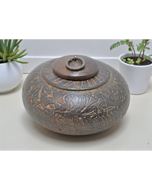 Antique Wooden Tobacco Opium Box Original Old Hand Carved