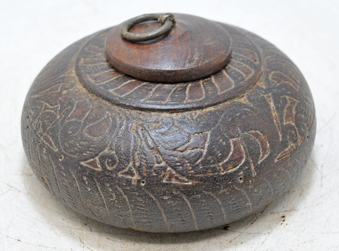 Antique Wooden Tobacco Opium Box Original Old Hand Carved