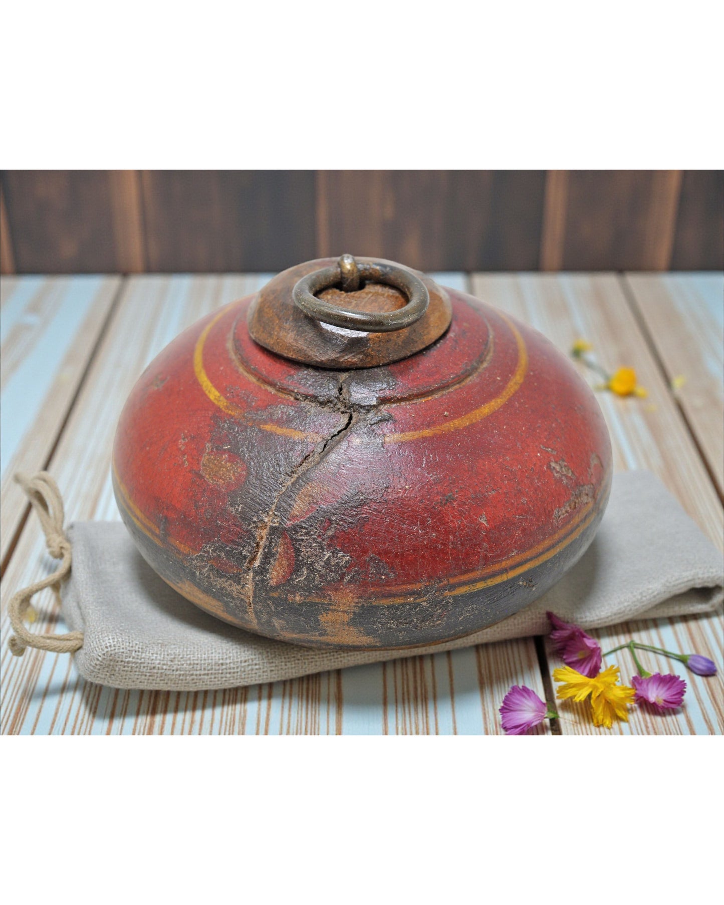 Antique Wooden Tobacco Opium Box Original Old Hand Carved