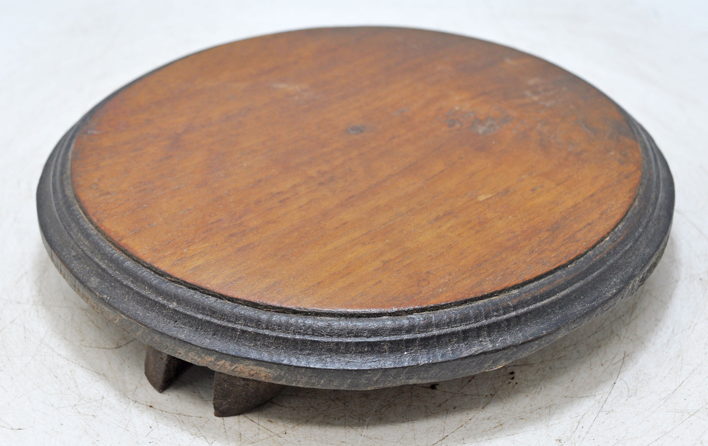 Antique Wooden Round Kitchenware Chapati Bread Rolling Plate Original Old Hand Carved