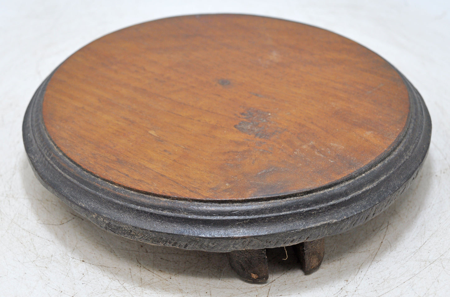 Antique Wooden Round Kitchenware Chapati Bread Rolling Plate Original Old Hand Carved