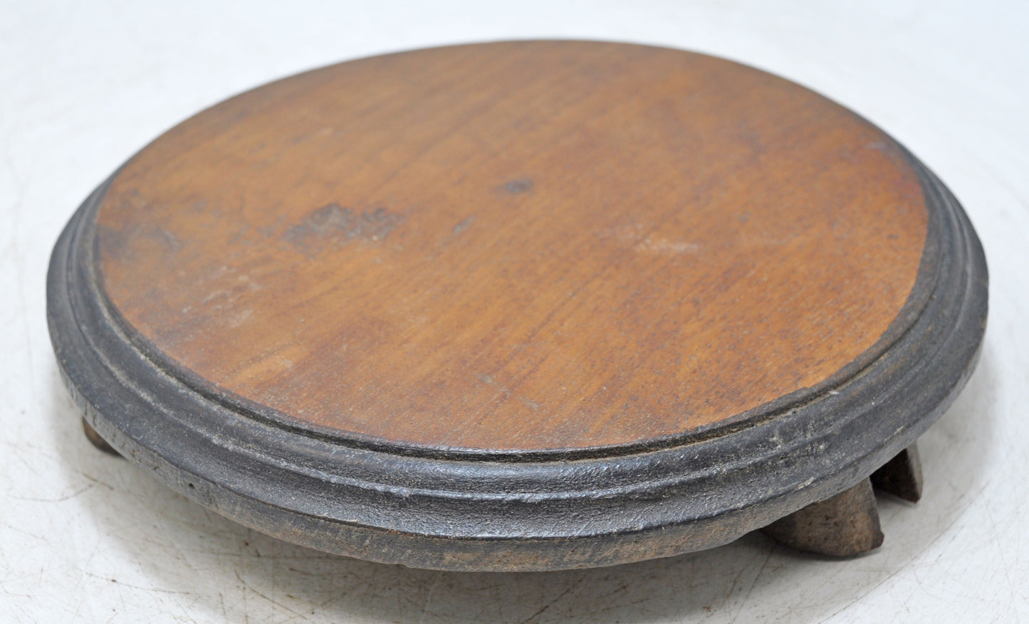 Antique Wooden Round Kitchenware Chapati Bread Rolling Plate Original Old Hand Carved