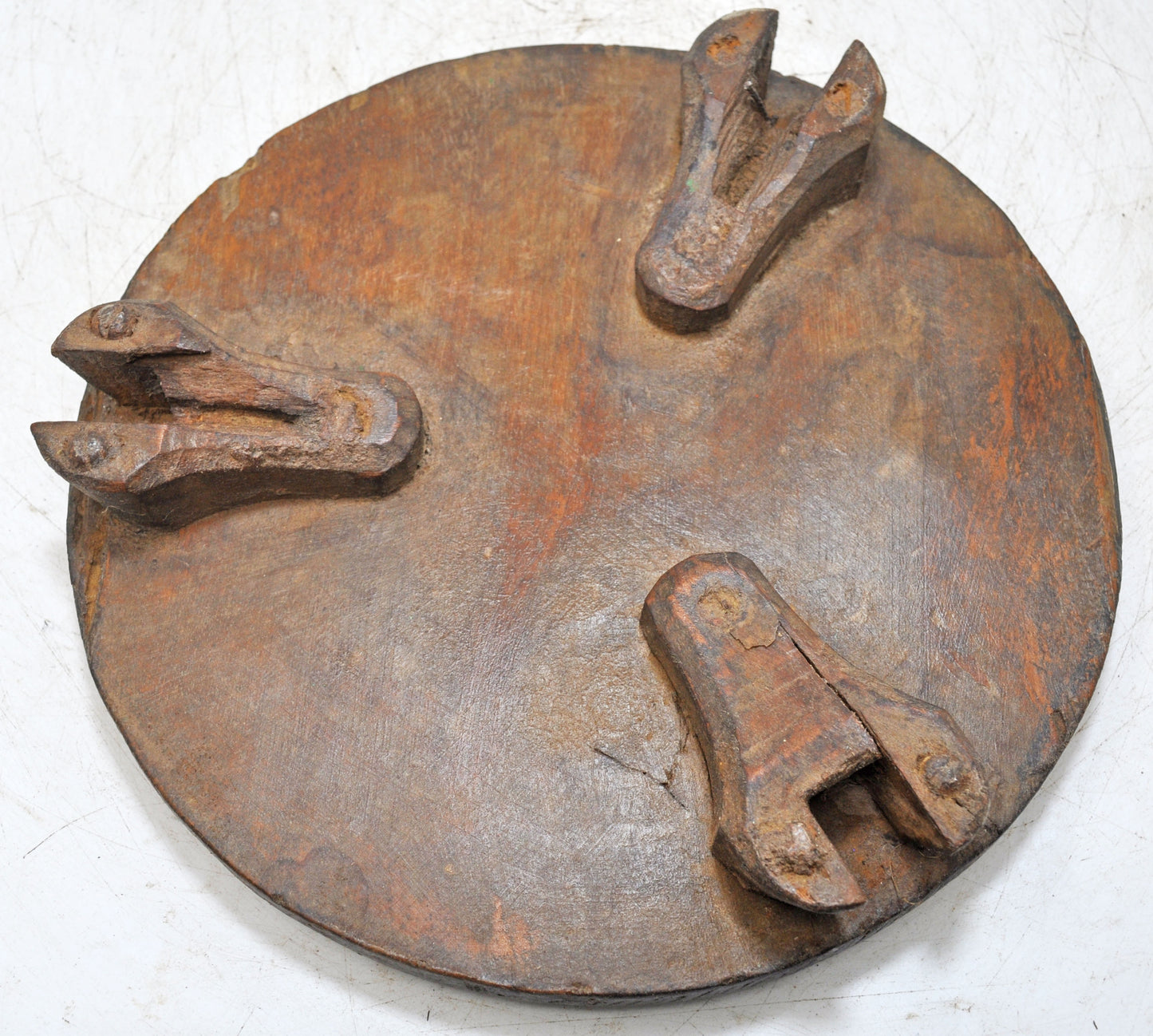 Antique Wooden Round Kitchenware Chapati Bread Rolling Plate Original Old Hand Carved