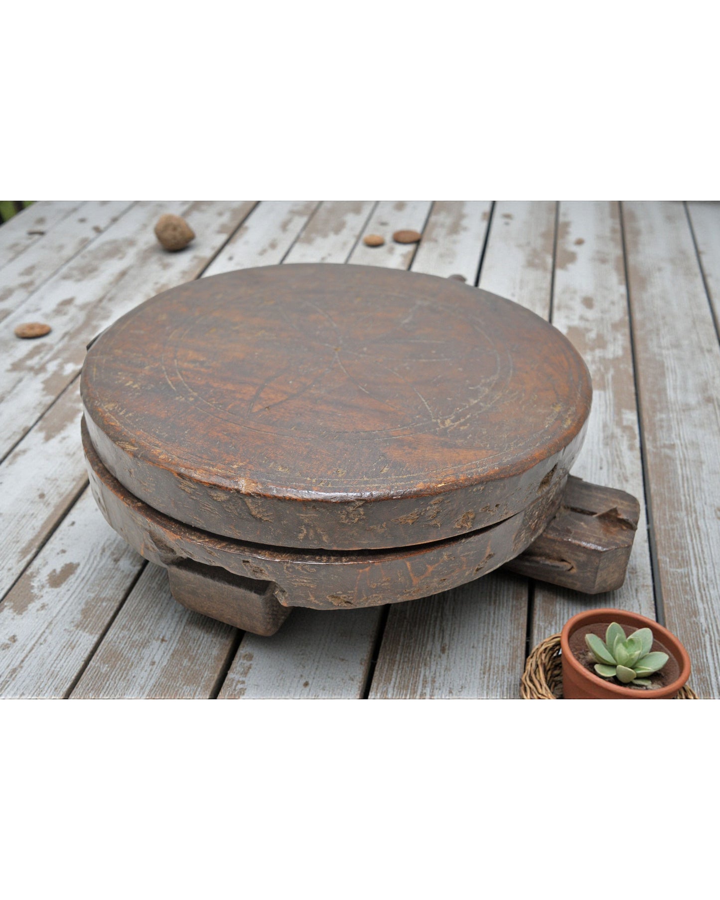 Antique Wooden Kitchenware Chapati Bread Making Press Original Old Hand Crafted