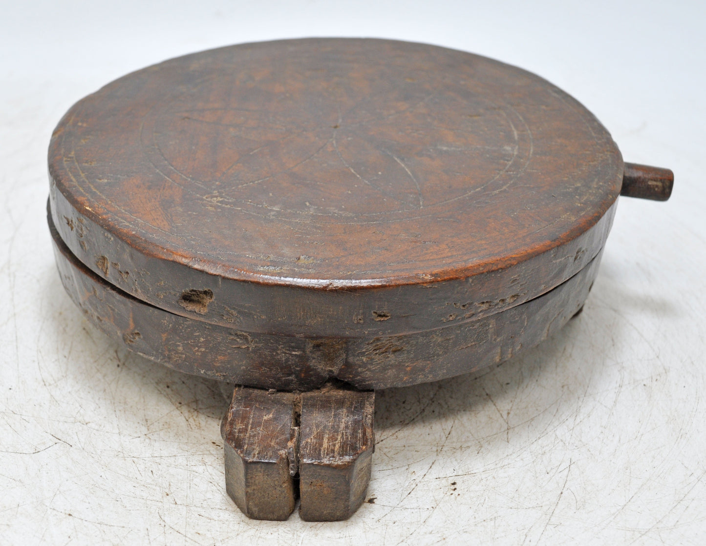 Antique Wooden Kitchenware Chapati Bread Making Press Original Old Hand Crafted