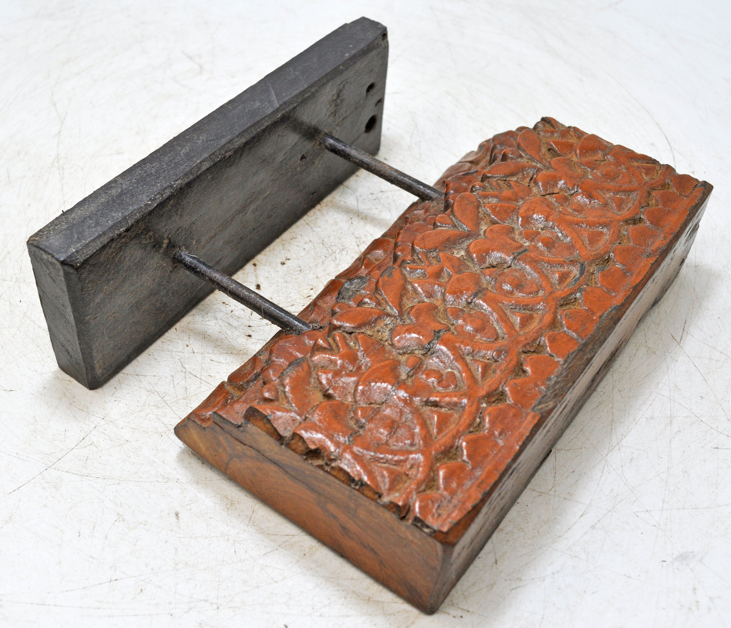 Antique Wooden Floral Carving Panel Plaque Original Old Hand Carved