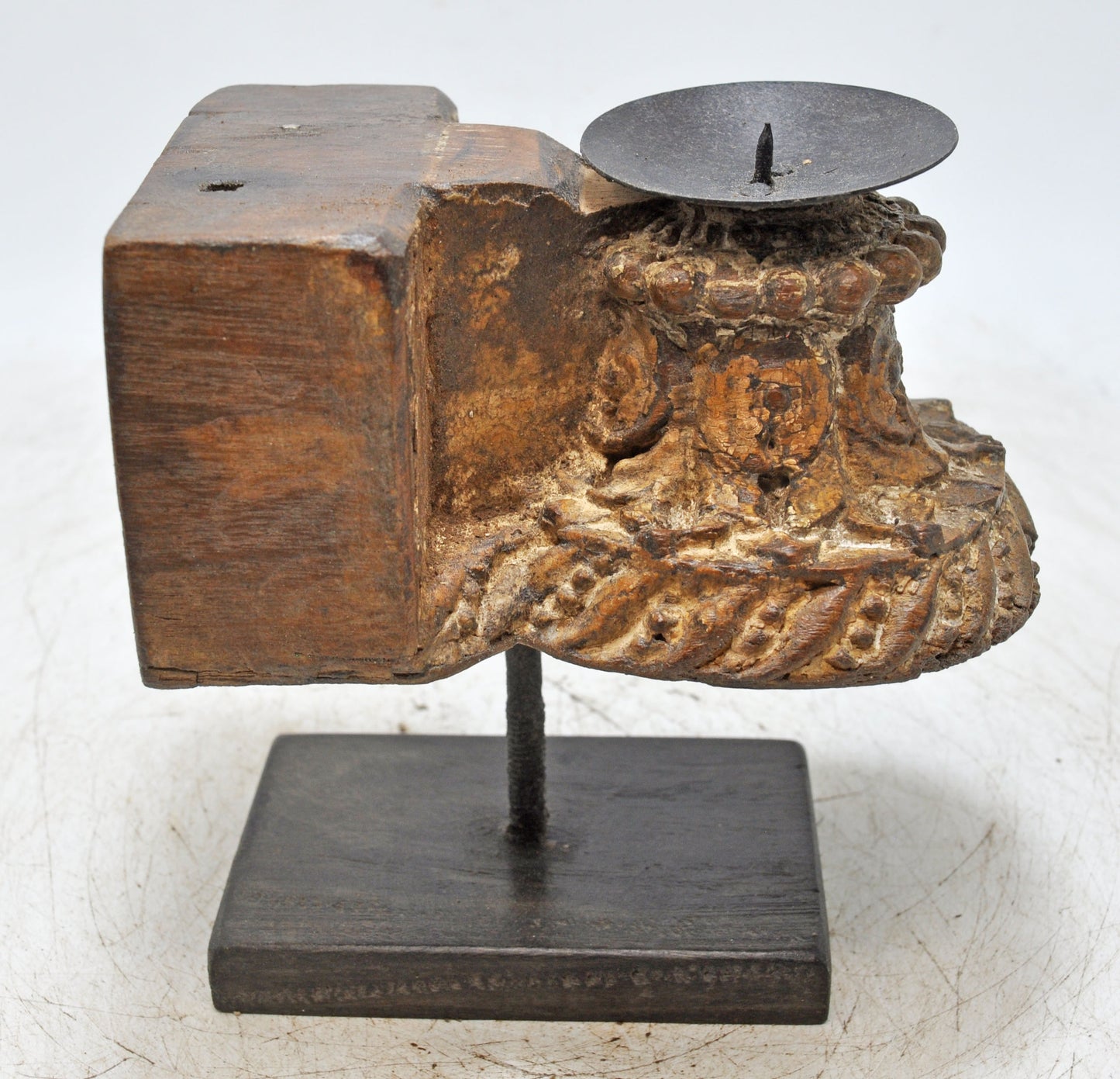Antique Wooden Bracket Carving Candle Holder Original Old Hand Carved