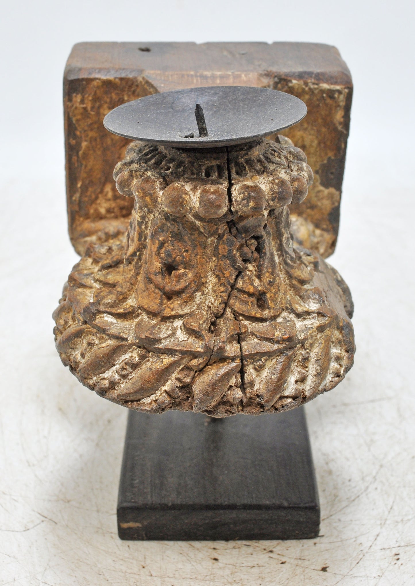 Antique Wooden Bracket Carving Candle Holder Original Old Hand Carved
