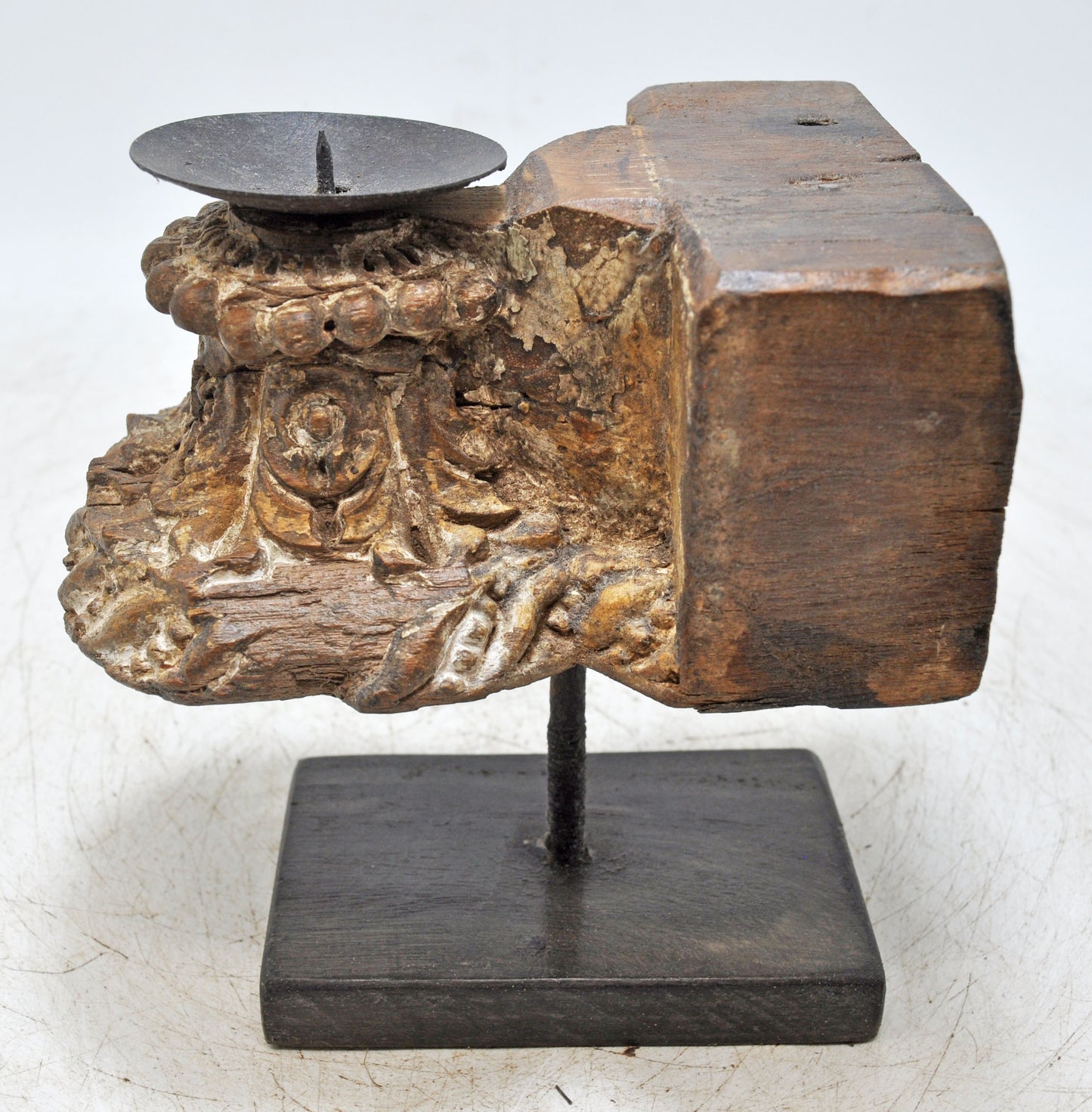 Antique Wooden Bracket Carving Candle Holder Original Old Hand Carved