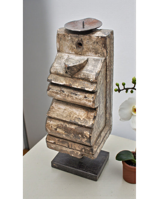 Antique Wooden Bracket Carving Candle Holder Original Old Hand Carved