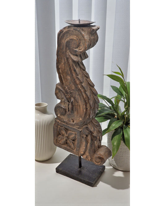Antique Wooden Bracket Carving Candle Holder Original Old Hand Carved