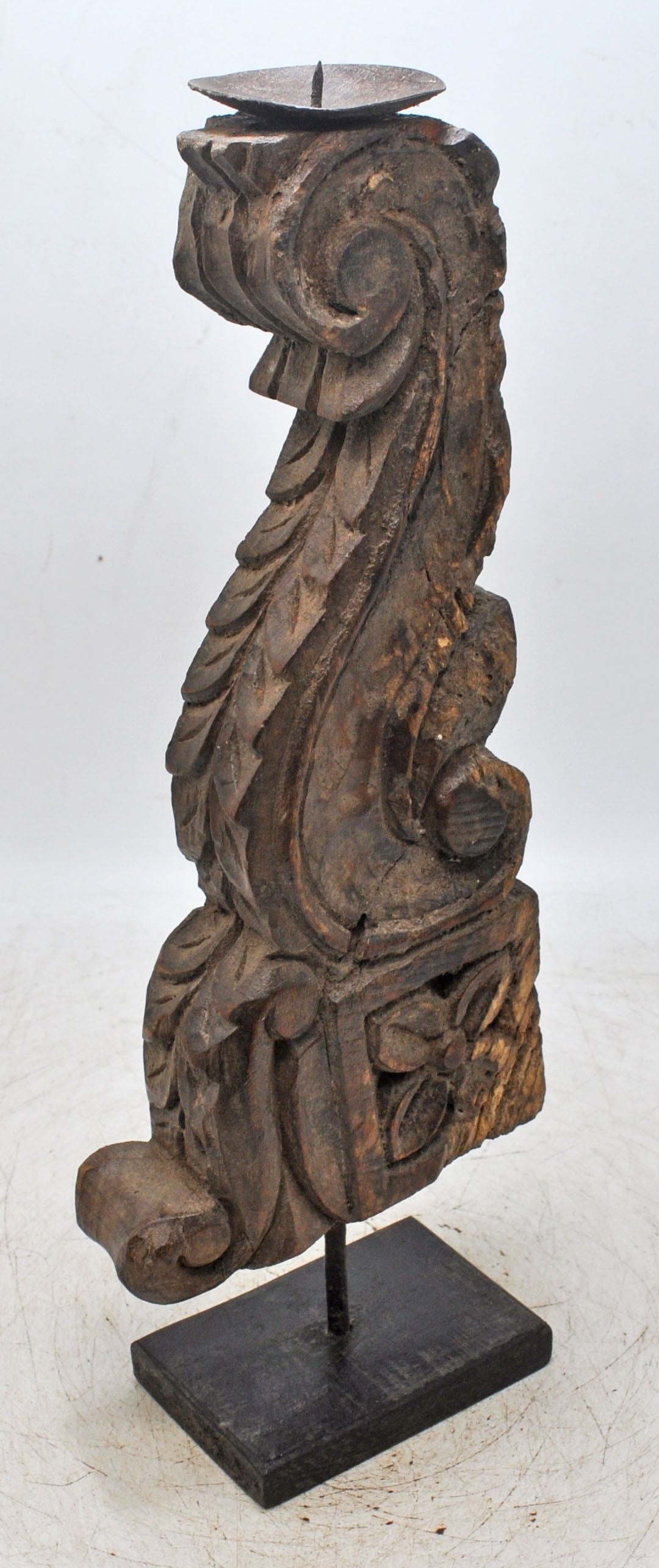 Antique Wooden Bracket Carving Candle Holder Original Old Hand Carved