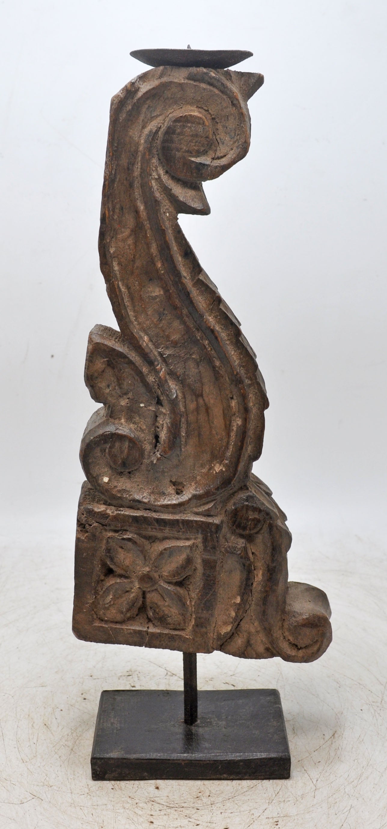 Antique Wooden Bracket Carving Candle Holder Original Old Hand Carved