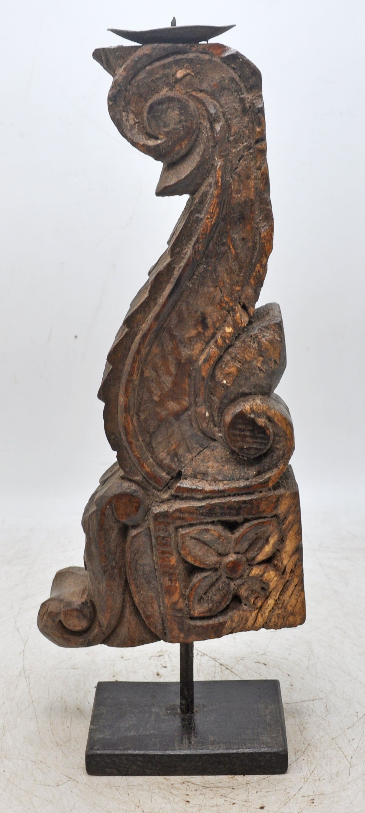Antique Wooden Bracket Carving Candle Holder Original Old Hand Carved
