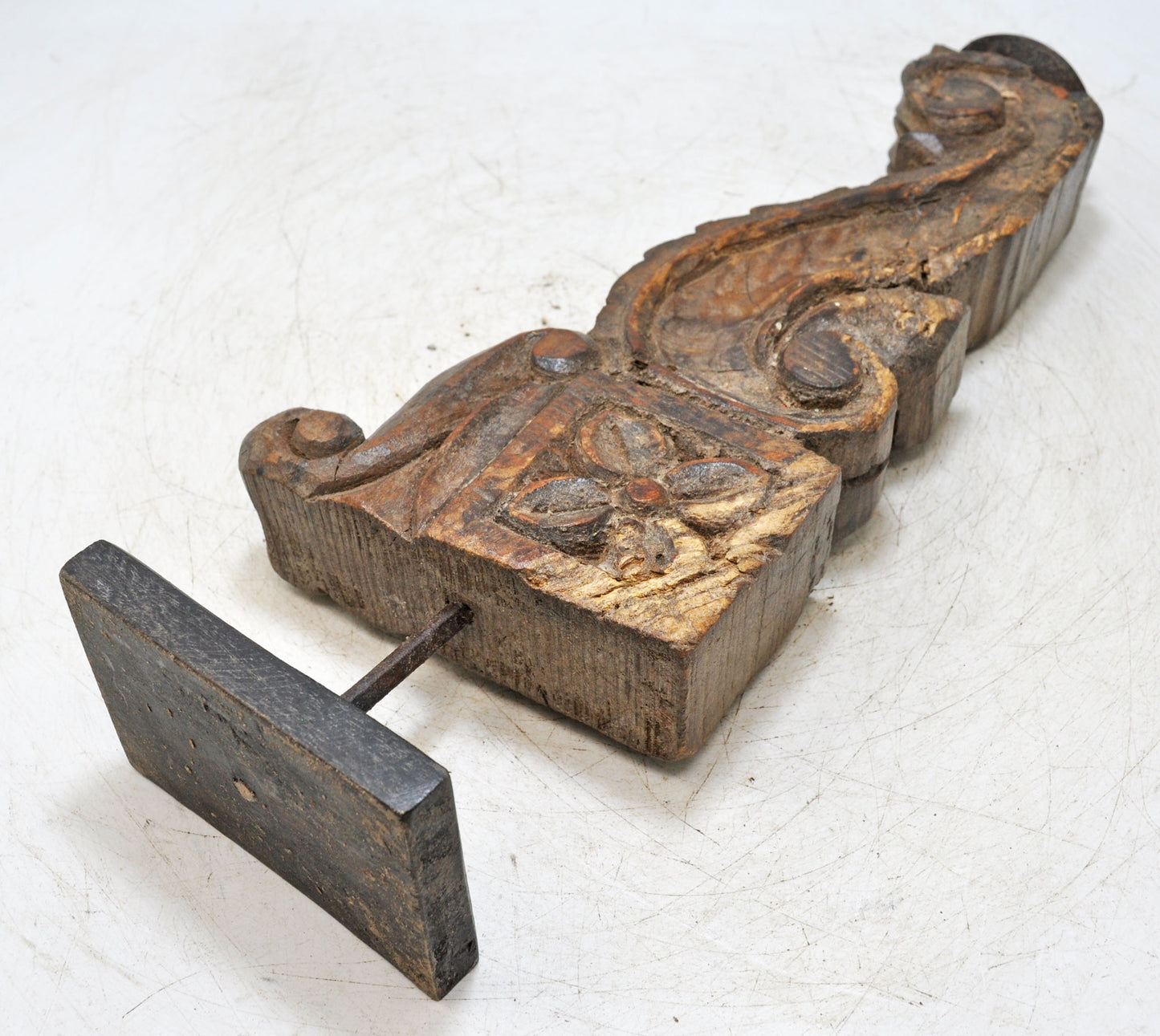 Antique Wooden Bracket Carving Candle Holder Original Old Hand Carved