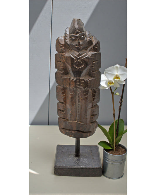 Antique Wooden Goddess Gangaur Idol Figurine Original Old Hand Carved