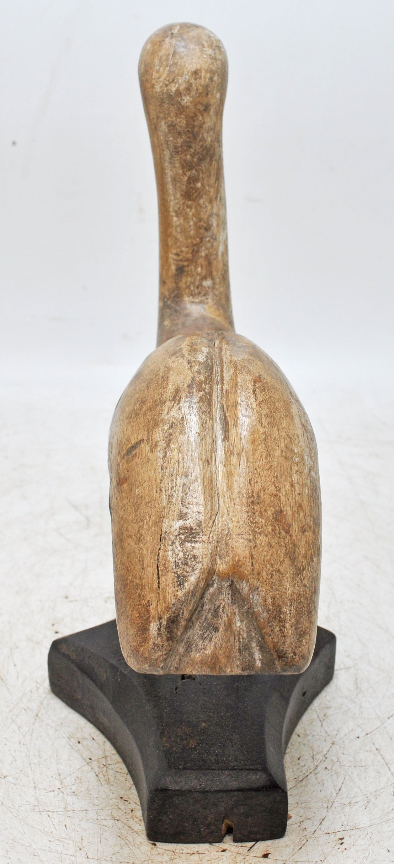 Vintage Wooden Crane Bird Figurine Original Old Hand Carved Painted