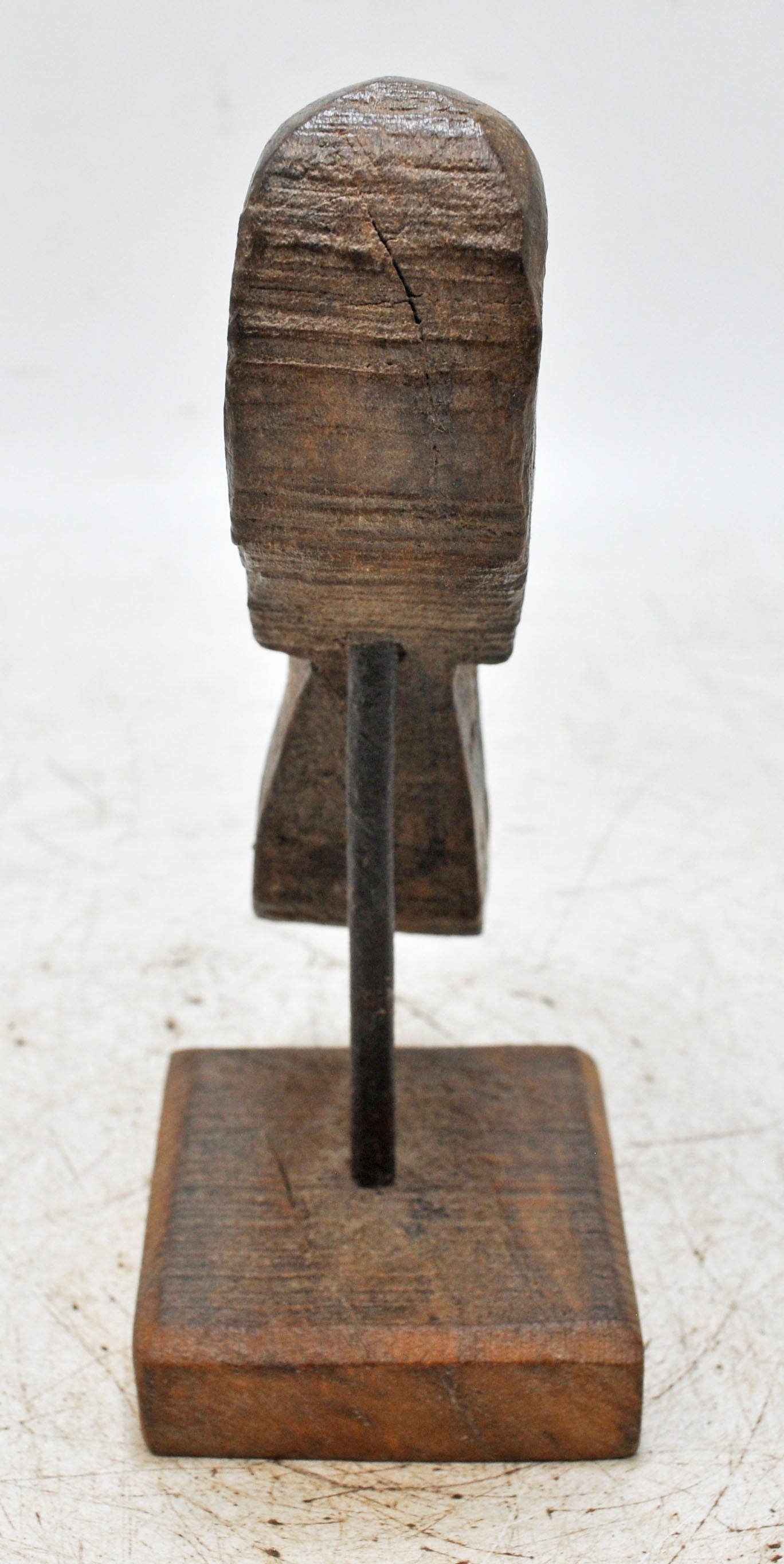 Vintage Wooden Parrot Bird Figurine Original Old Hand Carved Metal Fitted