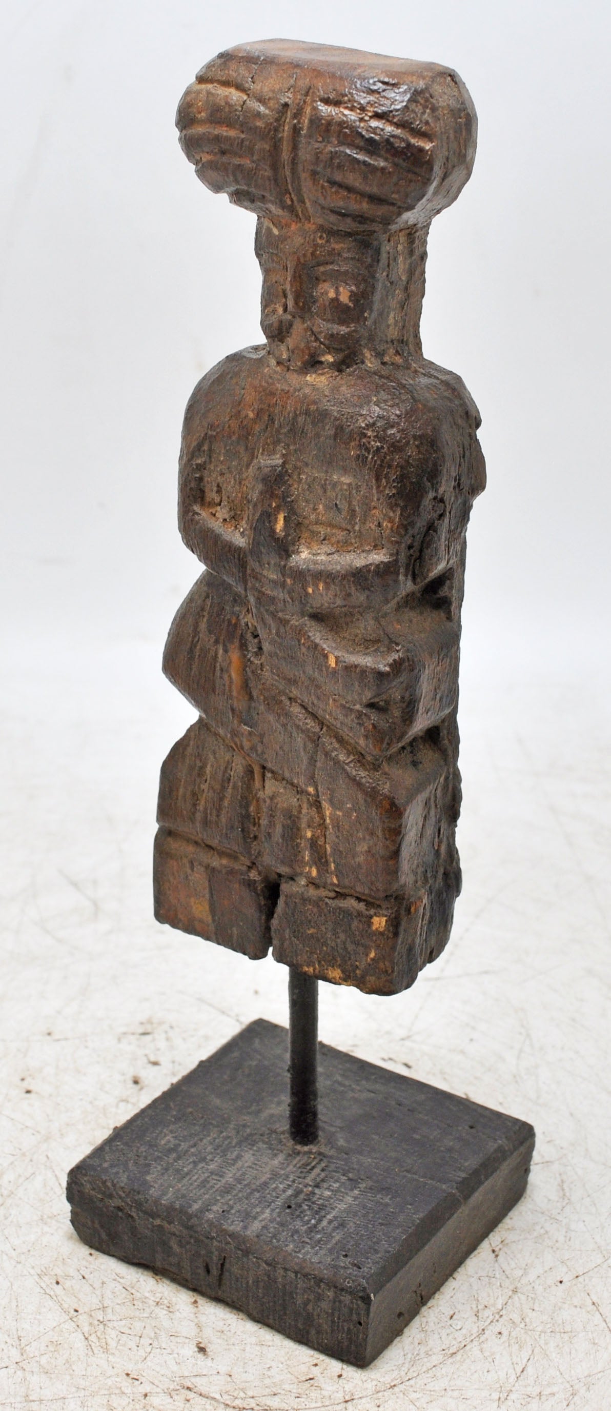 Antique Wooden Man Figurine on Stand Original Old Hand Carved