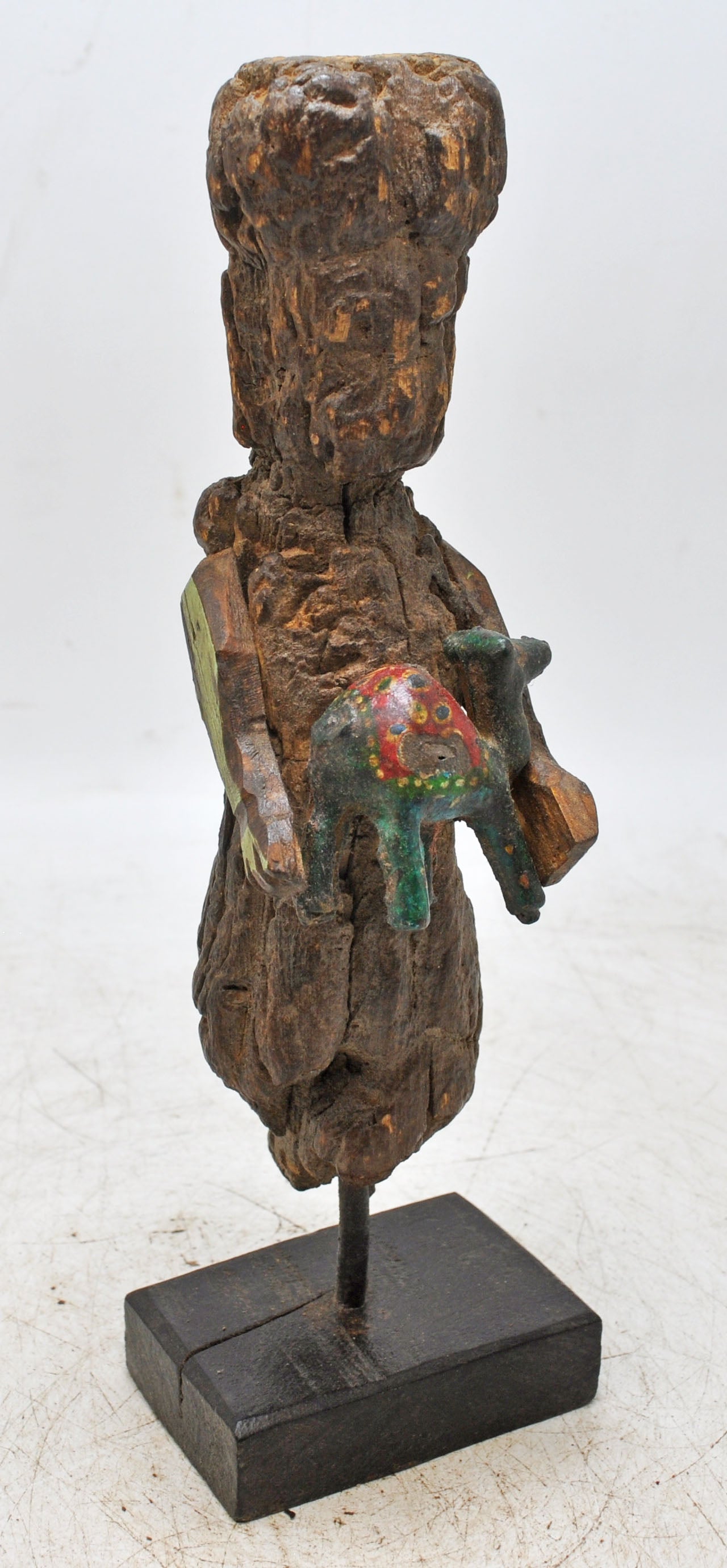 Antique Wooden Man Figurine on Stand Original Old Hand Carved