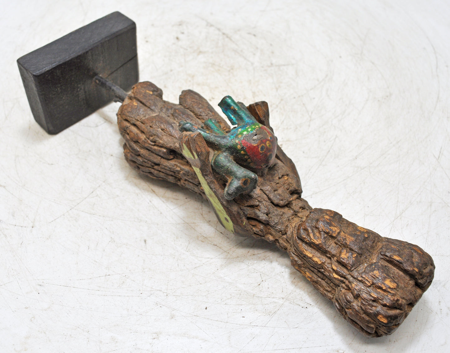 Antique Wooden Man Figurine on Stand Original Old Hand Carved