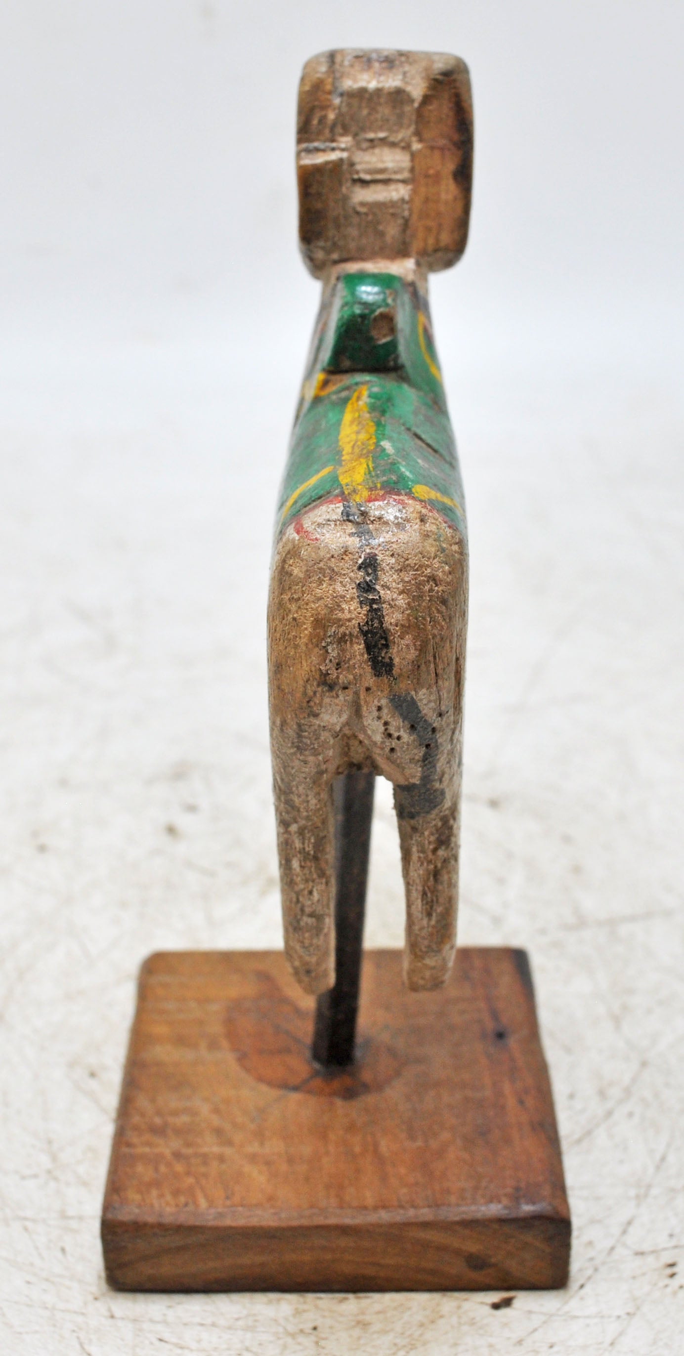 Antique Wooden Holy Cow Nandi Figurine Original Old Hand Carved Painted