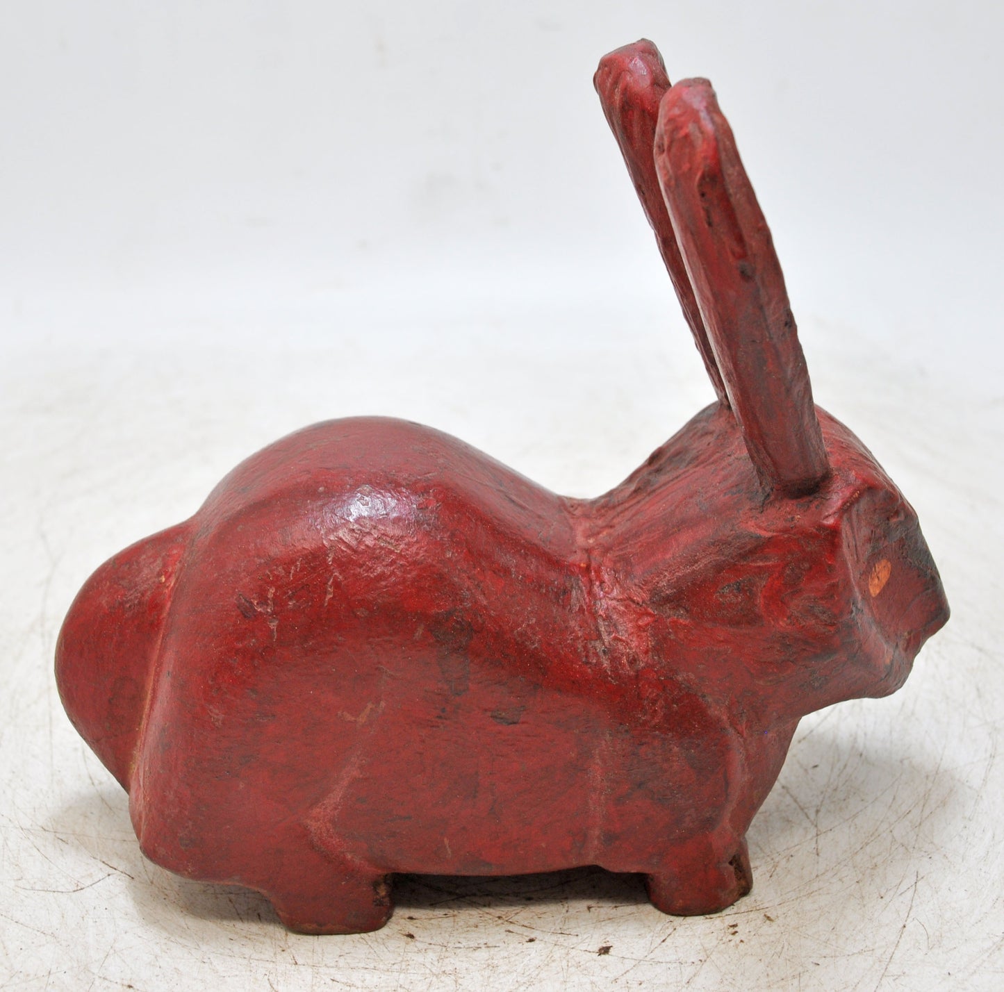 Vintage Wooden Rabbit Figurine Original Old Hand Carved Painted