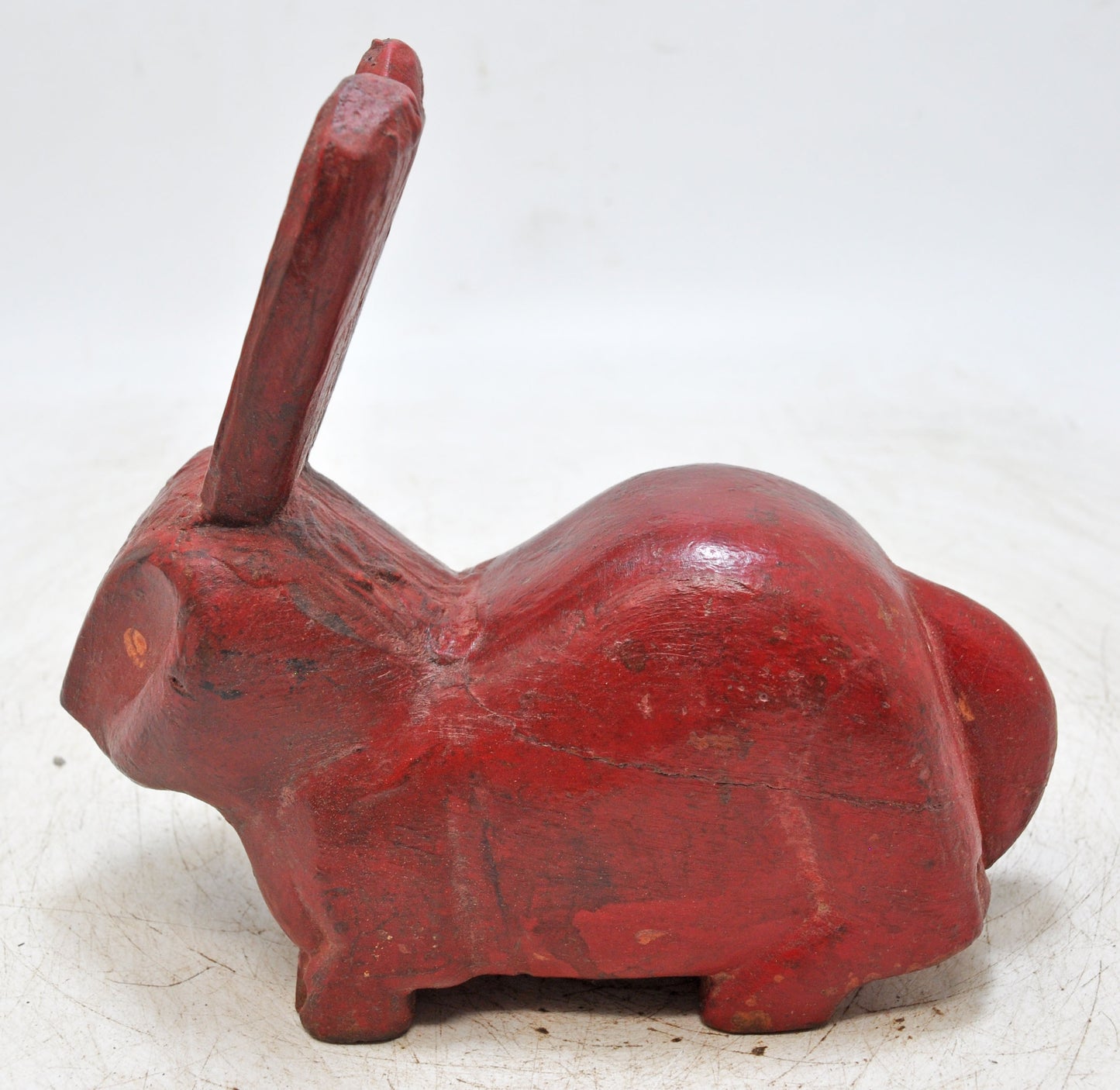 Vintage Wooden Rabbit Figurine Original Old Hand Carved Painted