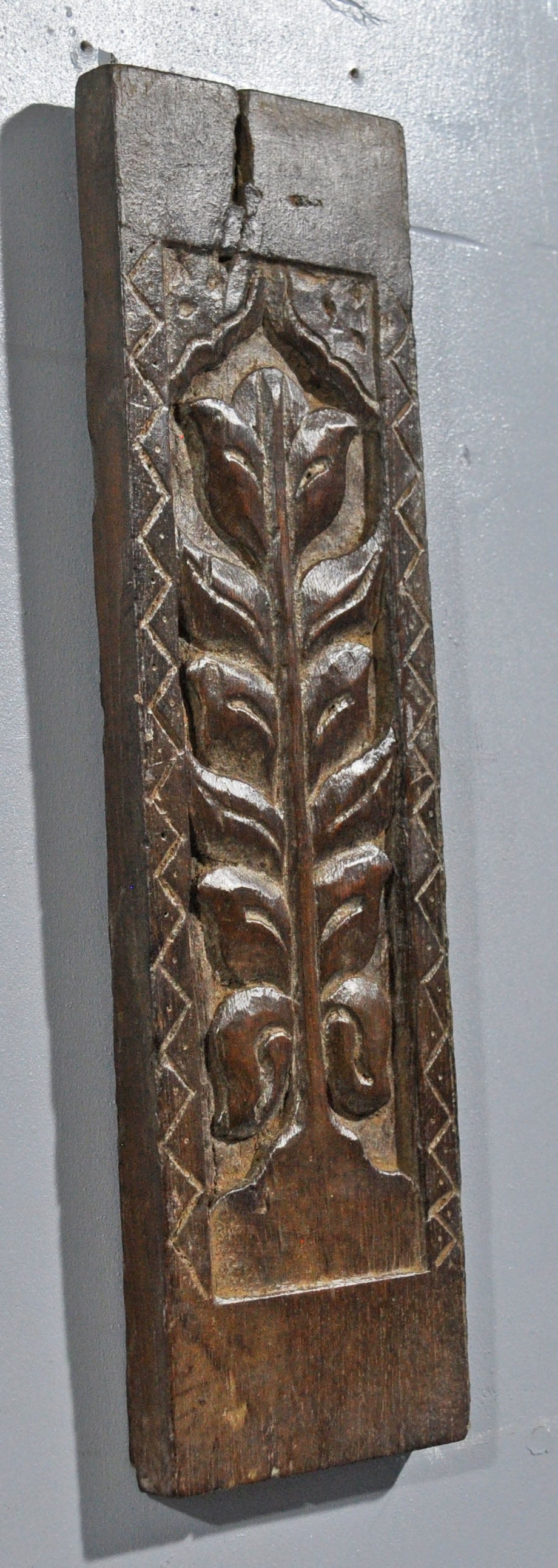 Antique Wooden Floral Carving Wall Décor Panel Original Old Hand Carved
