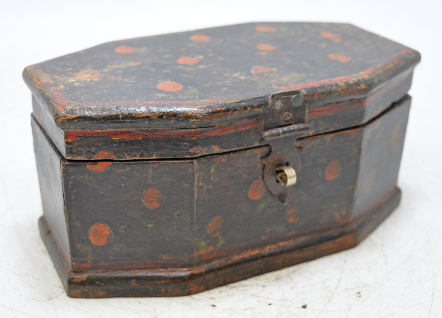 Vintage Wooden Small Storage Box Original Old Hand Crafted Hand Painted