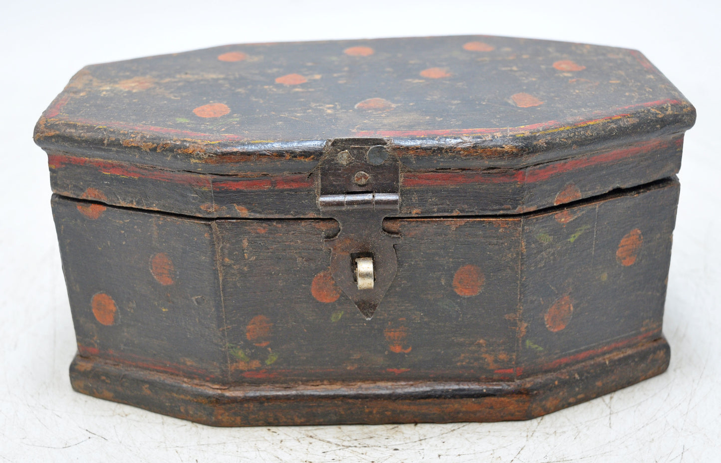 Vintage Wooden Small Storage Box Original Old Hand Crafted Hand Painted