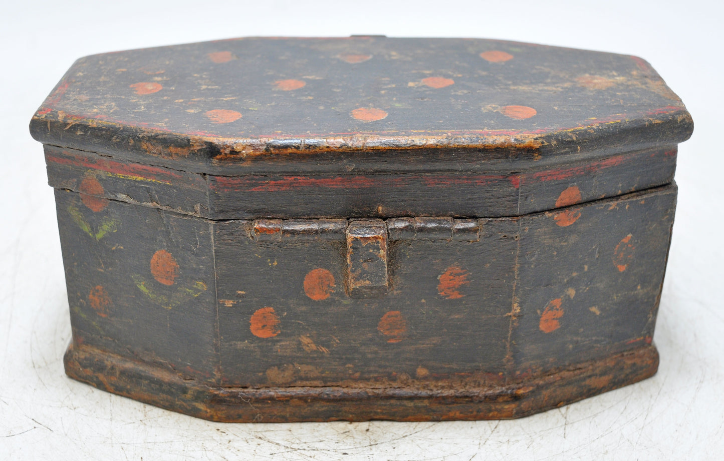 Vintage Wooden Small Storage Box Original Old Hand Crafted Hand Painted
