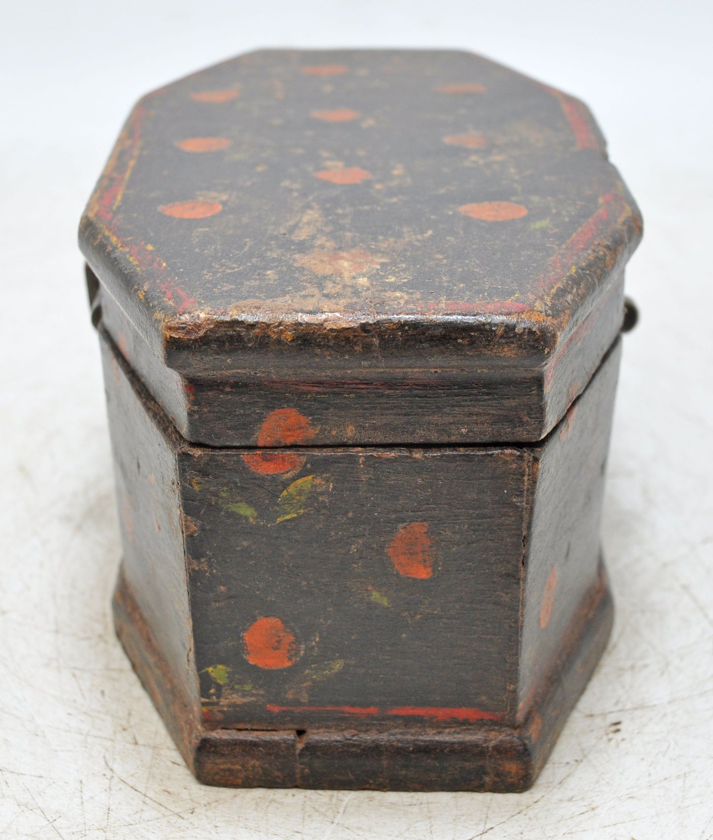 Vintage Wooden Small Storage Box Original Old Hand Crafted Hand Painted