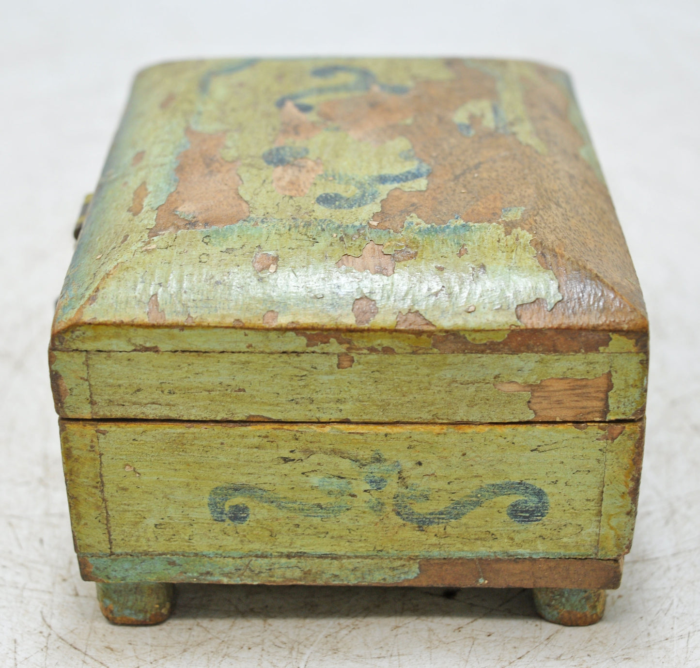 Vintage Wooden Small Storage Box Original Old Hand Crafted Hand Painted