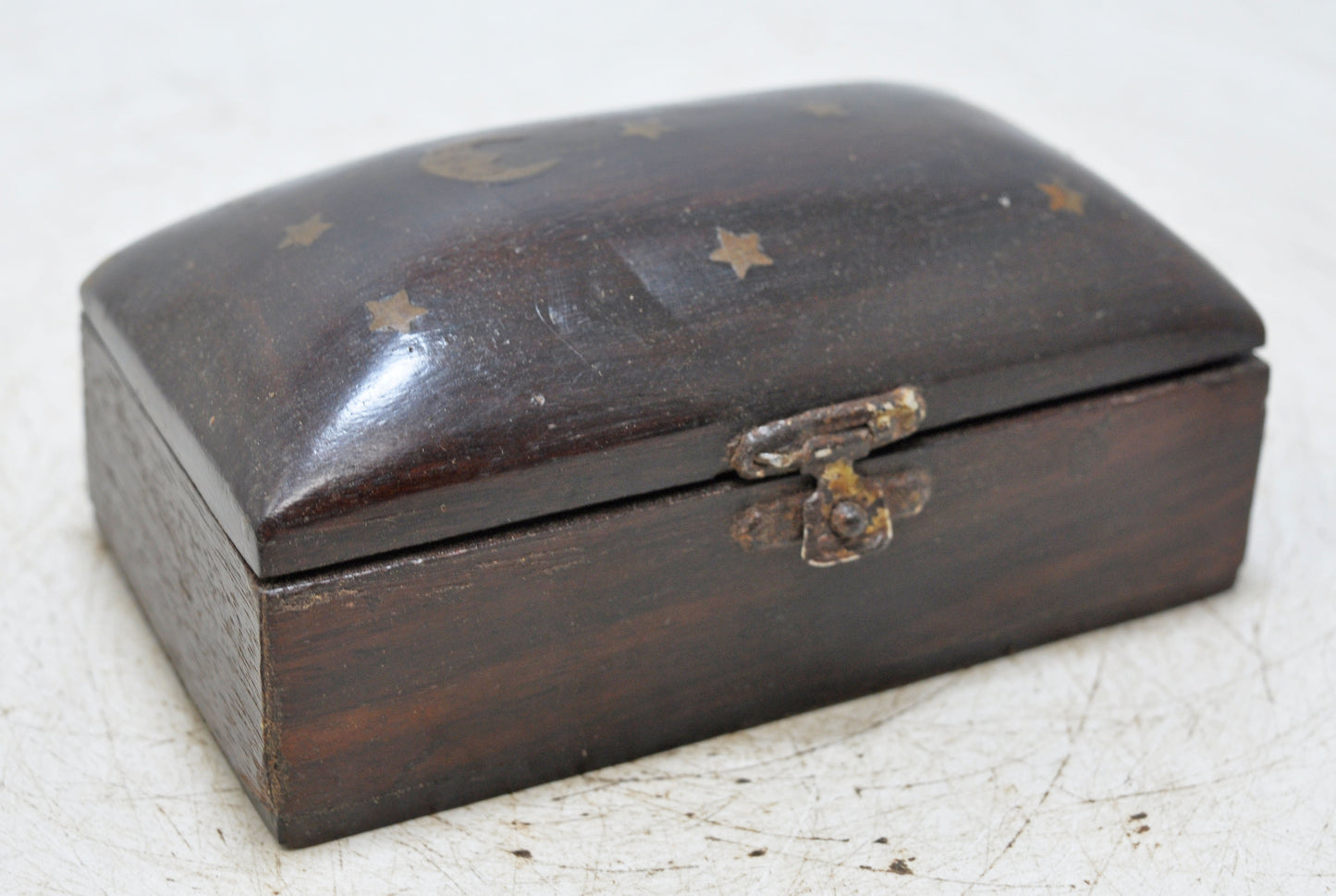 Vintage Wooden Ebony Wood Small Jewelery Box Original Old Hand Crafted